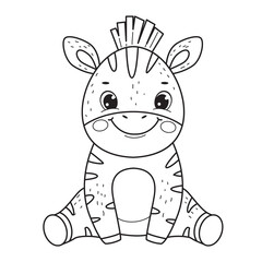 Cute smile zebra kid for coloring book.Line art design for kids coloring page.Isolated on white background. - 430797230