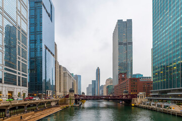 Fototapeta premium Chicago City riverside view in USA