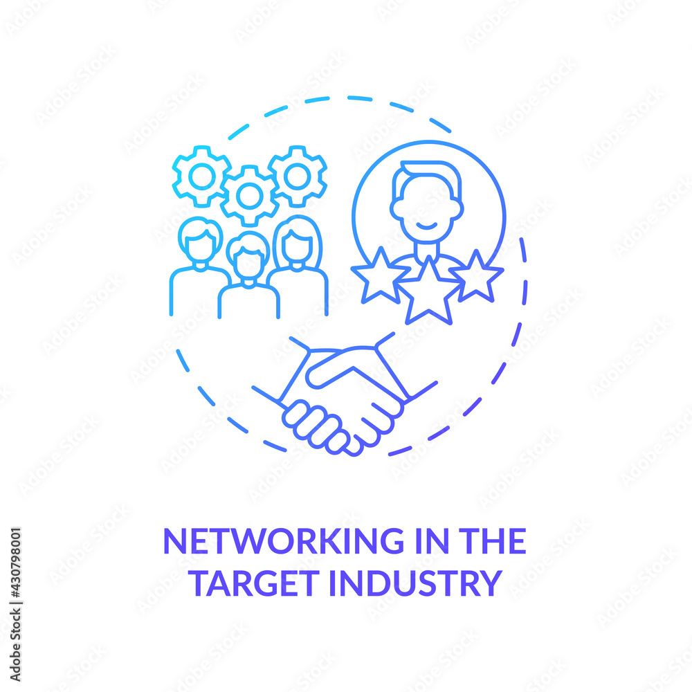 Poster networking in the target industry concept icon. communicate with colleagues idea thin line illustrat