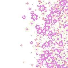 Peach Paper Cut Flowers. Cutout Creative Summer Poster. Birthday Art Figure Ornament. Conceptual Frame Handmade Pattern. Abstract Paper Cut Flowers. Sakura Bud.