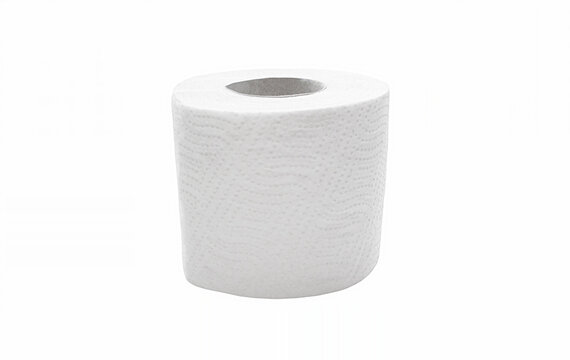 Roll of white toilet paper isolated on white background