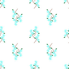 Vector seamless pattern with floral, repeating element. Pattern with a blue flower on a white background. Use in textiles, clothing, wallpaper, design, baby backgrounds, wrapping paper.