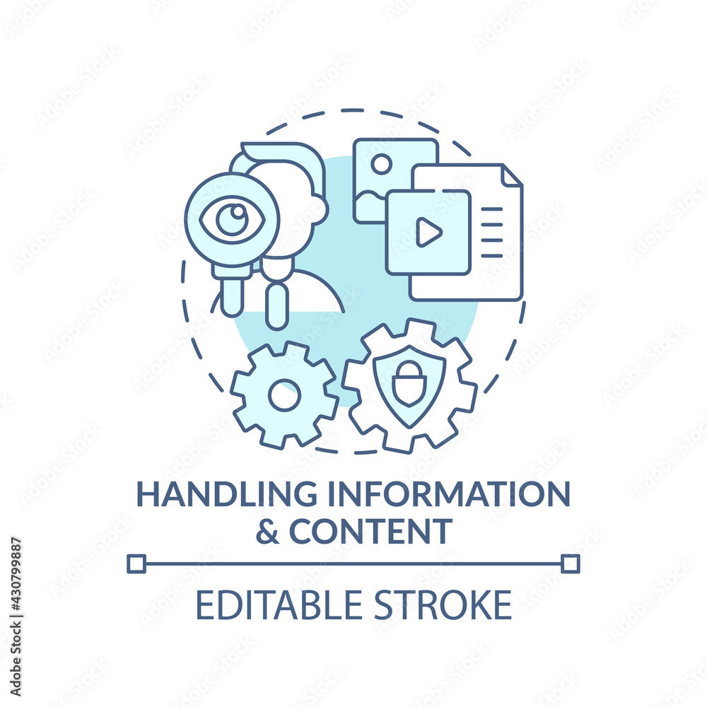 Poster handling information and content turquoise concept icon. data on internet. digital literacy and incl