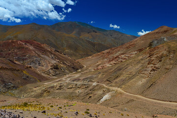 The winding and arid upper stretch of the famous Ruta 40 National Route up the Andes at Abra el Acay mountain pass, Salta Province, Argentina	

