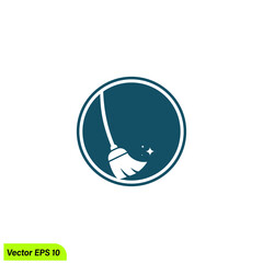broom icon vector logo template