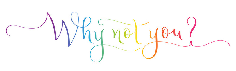 WHY NOT YOU? colorful vector brush calligraphy banner isolated on white background