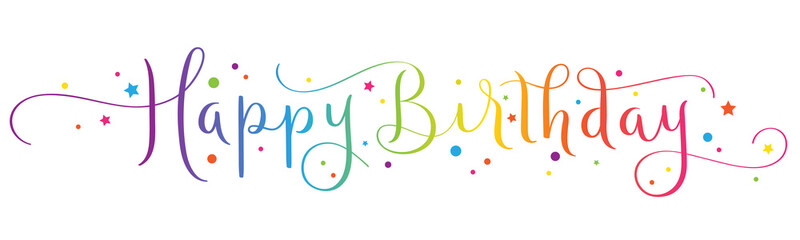 HAPPY BIRTHDAY colorful vector brush calligraphy banner isolated on white background