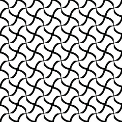  Geometric vector pattern with triangular elements. Seamless abstract ornament for wallpapers and backgrounds. Black and white colors.