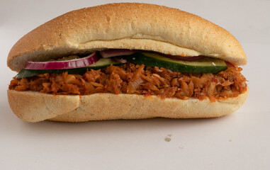 Indian Surinamese sandwiches filled with roti chicken curry,  cod fish or tandoori chicken 