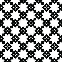  Geometric vector pattern with triangular elements. Seamless abstract ornament for wallpapers and backgrounds. Black and white colors.