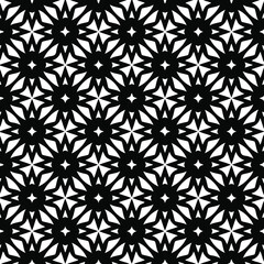  Geometric vector pattern with triangular elements. Seamless abstract ornament for wallpapers and backgrounds. Black and white colors.