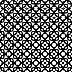  Geometric vector pattern with triangular elements. Seamless abstract ornament for wallpapers and backgrounds. Black and white colors.