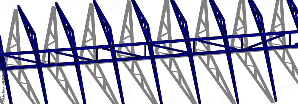 Poster abstract 3d illustration pattern of wooden trusses and shadows. architectural texture. horizontal im