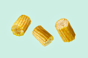 Ears of corn .Corn in different pieces. A bundle of corn.