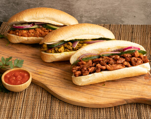 Indian Surinamese sandwiches filled with roti chicken curry,  cod fish or tandoori chicken 