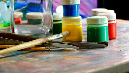 Custom blinds with your photo art brushes and paints . art painting . color background	
