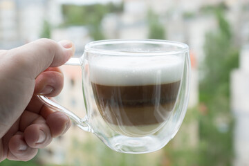 fresh brewed coffee in a glass mug