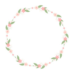 Round frame with cute flowers. Vector illustration.