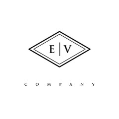 initial EV logo design vector