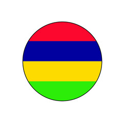 Flag of Mauritius Vector Circle ​Icon Button for Africa Concepts.