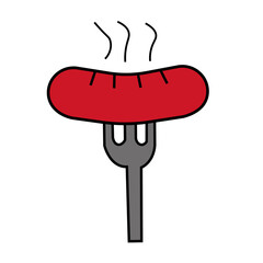 sausage on a fork