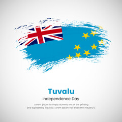 Brush painted grunge flag of Tuvalu country. Independence day of Tuvalu. Abstract modern painted grunge brush flag background.