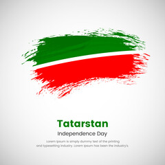 Brush painted grunge flag of Tatarstan country. Independence day of Tatarstan. Abstract painted grunge brush flag background.