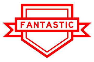Fototapeta premium Vintage red color pentagon label banner with word fantastic on white background