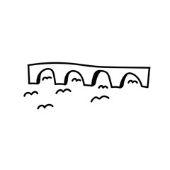 Toulouse bridge. Hand drawn doodle vector illustration isolated on white background. Simple drawings with black color