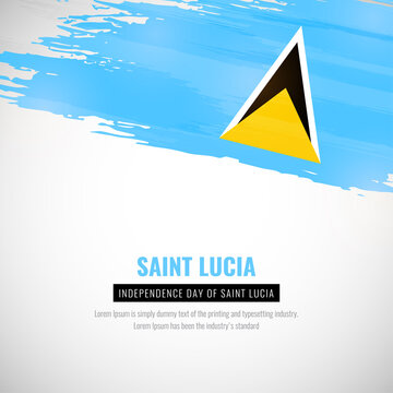 Happy independence day of Saint Lucia with brush style watercolor country flag background