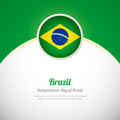 Brazil happy independence day with classic colorful country flag background