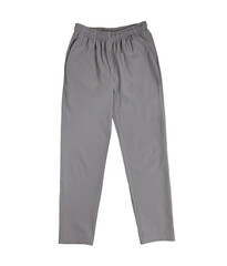 Comfortable pants color grey front view on white background
