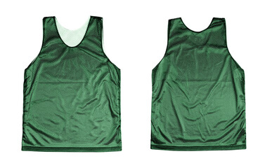 Blank mesh tank top color green front and back view on white background

