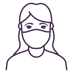 Female avatar coronavirus epidemic.Woman wearing protective face mask.Outline vector flat.