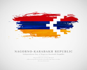 Happy independence day of Nagorno-Karabakh Republic with artistic watercolor country flag background