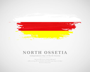 Happy independence day of North Ossetia with artistic watercolor country flag background