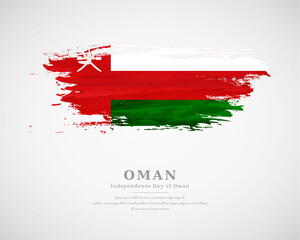 Happy independence day of Oman with artistic watercolor country flag background