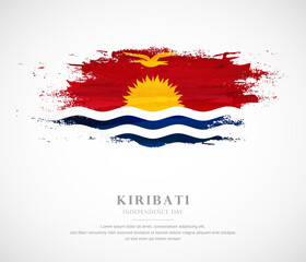 Abstract watercolor brush stroke flag for independence day of Kiribati