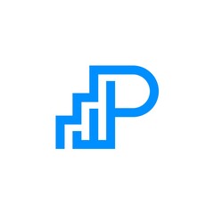 simple letter P logo design for wealth investment vector