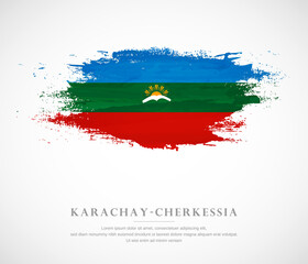 Abstract watercolor brush stroke flag for national day of Karachay-Cherkessia