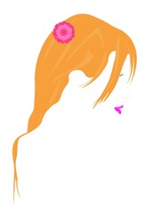 Silhouette of a woman's face with and flower