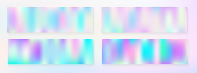 Holograph Trendy Banner. Rainbow Overlay Hologram Cover. Unfocused