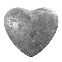 Realistic 3D illustration of the scratched concrete heart against white background