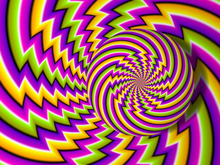 Colorful background with rotating sphere. Spin illusion.