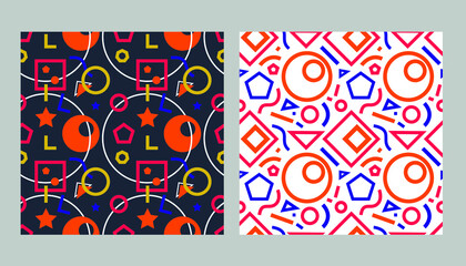 geometric pattern background vector lineal. geometric shapes pattern background vector colourful retro design for a package. geometric shapes and lines seamless pattern for a package.