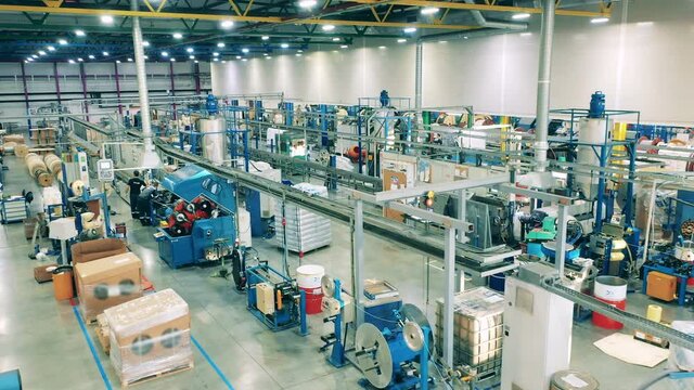 Industrial equipment at modern factory facility.