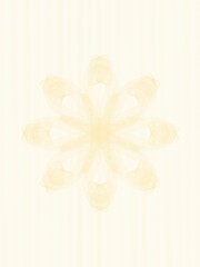 Pastel beige flower watermark for certificate, diploma, invitation, gift coupon. Light colored guilloche design. Line art pattern. Vector abstract background, zigzag curves. Elegant template A4. EPS10