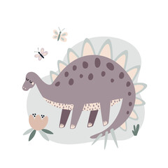 vector illustration of an extinct animal big dinosaur. drawing in the style of cartoon and doodle