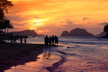Sunset in Philippines. Palawan island landscape. - obrazy, fototapety, plakaty