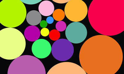 Multicolored circles arranged around spiral shape. Vector illustration perfect for background.